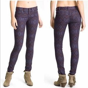 FREE PEOPLE Women's Purple Tribal Aztec Print Skinny Jeans (27)